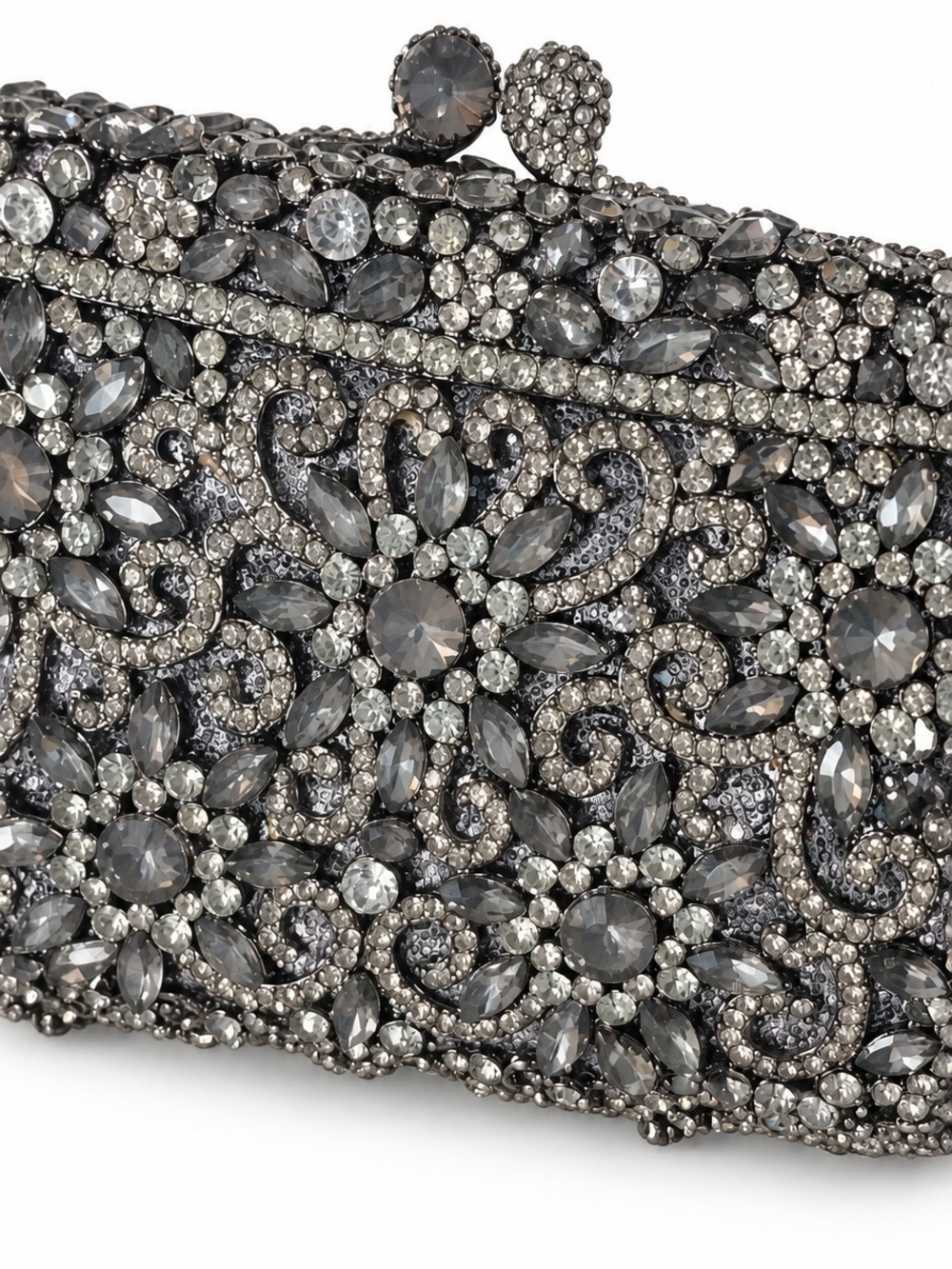 NWT Vintage Fawziya Gunmetal Rhinestone Intricate Evening Bag "Fabulous!" - Picture 15 of 16